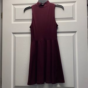 Burgundy high neck dress